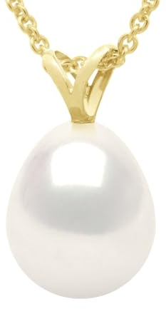 Pearls & Colors - Collier Perle de Culture d'Eau Douce Poire - Qualité AAA+ - Or 750 Millièmes (18 cts) - Chaîne Offerte - Bijou Femme - Écrin Offert