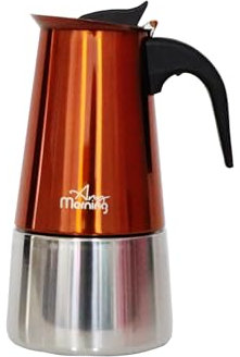 AnyMorning spishäll espressobryggare, 300 ml, espressobryggare för spishäll, rostfritt stål, mockakanna, induktions espressomaskin, rostfritt stål espressobryggare – 295 ml, koppar