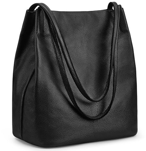 Kattee Damen Handtaschen und Tragetaschen aus weichem Echtleder Schultertasche mit magnetischem Druckknopfverschluss oben Groß