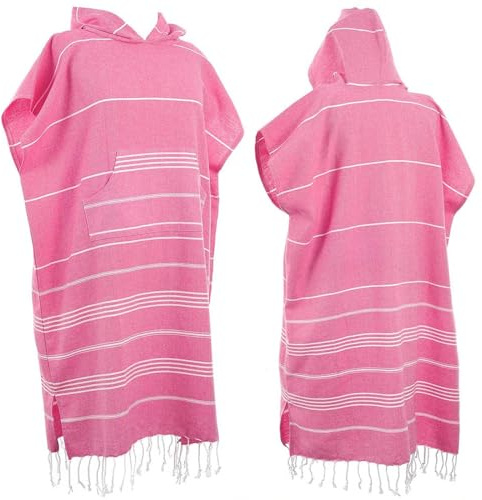 1 x grand poncho-serviette en coton turc, poncho de surf, manteau à enfiler avec capuche et poche avant, absorbant, portable, avec capuche, serviette de plage pour adultes, hommes, femmes, surf, plage