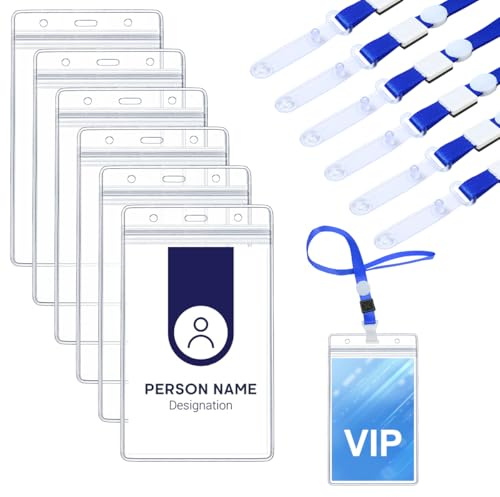 6PCS A6 Porta Tarjetas Identificativas Colgante, Portatarjetas Transparente
