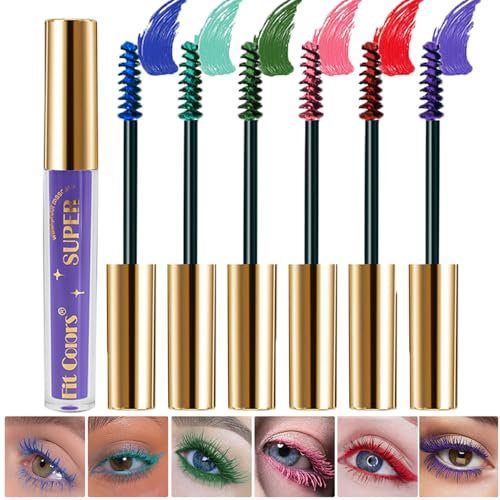 Sitovely Mascara Coloré pour Cils 6 Couleurs, Longue Tenue, Anti-taches et Imperméable, Recourbant et Allongeant pour les Yeux