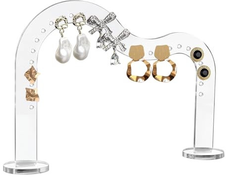 xtemtoamz Porta Orecchini Espositore, Organizer Gioielli in Acrilico Trasparente, 10 x 2 x 2 cm