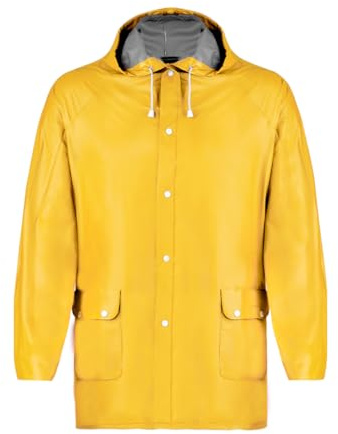 PROMO SHOP - Chubasquero Impermeabile in PVC, Resistente, Riutilizzabile, Termosaldato, Chubasquero per Uomo e Donna, Poncho Antipioggia con Cappuccio, giallo, M/L