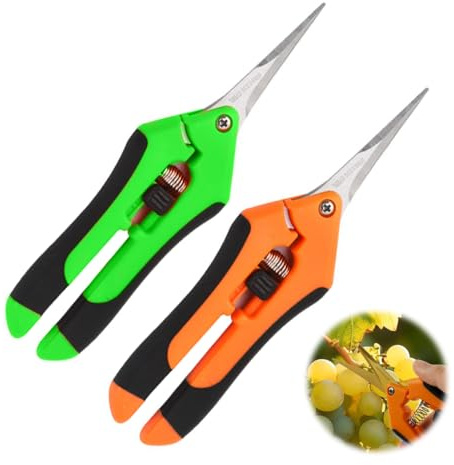 WUSJCOF Sécateur de Jardin, 2 Pièces, Lames Incurvées avec Revêtement en Titane, Ciseaux de Récolte, pour Bonsaï, Branches d'Arbres, Fleurs, Fruits, Poignées Antidérapantes et Verrouillage de Sécurité