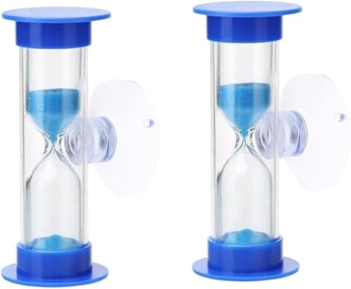 2 Pcs Blue Toothbrush Timer for 2mins Sand Clock Timers 2 Minute Sand Timer, Plastic Suction Cup Hourglass Sandglass Desktop Ornament Party Favors Timers
