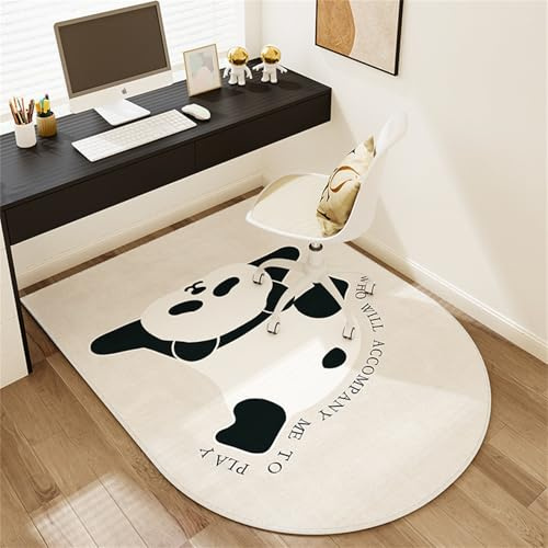 Hixingo Tappeto Sedia Ufficio Parquet, Tappetino Scrivania per Sedia da Ufficio Antiscivolo, Tappeto Gaming Pavimento Antigraffio per Pavimenti Duri (Panda nero,90 * 150cm)