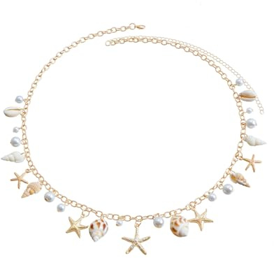 TPZORJX cadena cintura，Paquete de Cadenas de Vientre en Capas, Cadenas de Cintura Brillantes,Cadenas de Bikini,Joyería Corporal para Mujeres, Cadenas de Vientre，cadenar de cintura con conchas playa