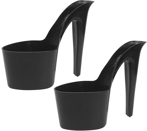 Marsrut 2Pcs High Heel Shaped Flowerpot, Lady Shoe Shape Planter Pot for Home Garden Nursery Decor Indoor Outdoor, Creative Craft Making Tool (Black)