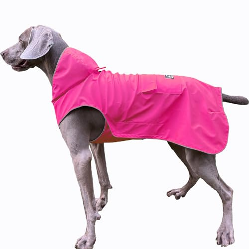 FLYING TAIL Hunde-Regenmantel, nicht steif, superweich, reflektierend, verstellbar, leicht zu tragen, Loch für die Leine für S-XXXXXL, Rosa, Größe M