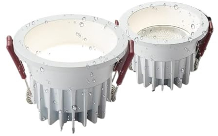 Foco de Techo LED empotrable con Disco, Kit de iluminación IP65, Resistente al Agua, para Ducha, 2 focos direccionales de Acento empotrados, para galería y Pasillo.