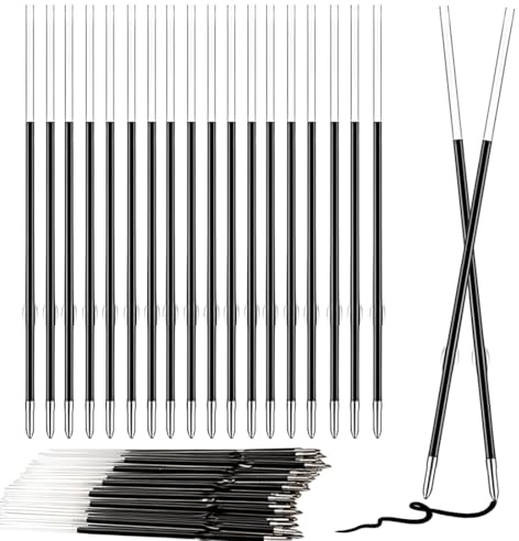 JUGUTA Kugelschreiberminen Blau&Schwarz,60 Stück Kugelschreiber Ersatzminen,Einziehbare Stift Nachfüllungen 1,0Mm Strichstärke,Kugelschreiberminen Schwarz 98Mm Länge,Kunststoff Kugelschreiber Minen