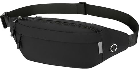 Culinavog Sac Banane,3 Poches Zippées,Sacoche Bandoulière,Ceinture Réglable | Polyester, Sac Banane Homme Femme, Elégant pour la Course à Pied, la Marche, la Randonnée et le Cyclisme (Noir, B)