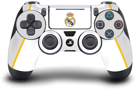 Head Case Designs Offizielle Real Madrid CF Weiß Abzeichen Vinyl Haut Gaming Aufkleber kompatibel mit Sony PlayStation 4 PS4 DualShock 4 Controller