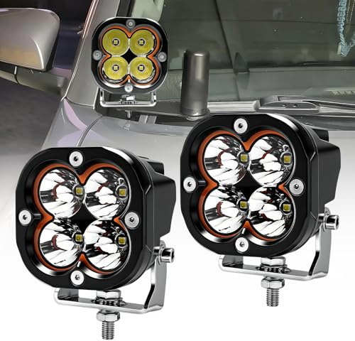 Chelhead 2 Stück Offroad LED Scheinwerfer 3 Zoll Spotstrahl Ditch Pod 80W 6000LM mit gelbem DRL LED-Würfel-Fahrlichtern Wasserdicht IP68 Kompatibel mit 9-30V Autos,LKWs,Pickups,Golf,SUV,ATV,UTV,4x4