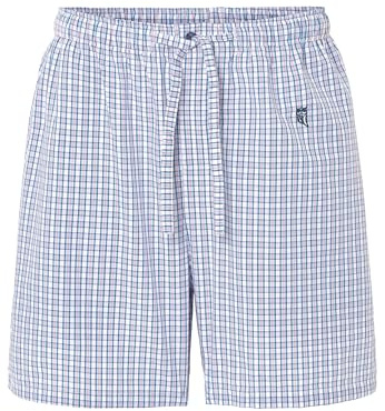 El Búho Nocturno Pantalón Pijama Hombre Corto Verano 100% Algodón Bolsillos Bragueta Botones Talla Regular - 100% Algodón, Azul 8548, M