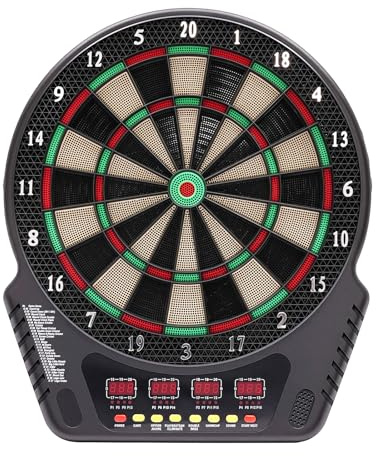 Elektronisk darttavla professionell darttavla med 6 darts, innovativ dartautomat med 27 spel och 243 varianter för 1 till 16 spelare, darttavla med LED-belysning