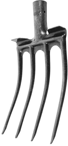 CHICAMPERA Tête de Fourche en Acier à Quatre Dents pour Labourage et Préparation du Sol, Outil Stable pour Tâches Agricoles et Sol, Remplacement Robuste Argenté