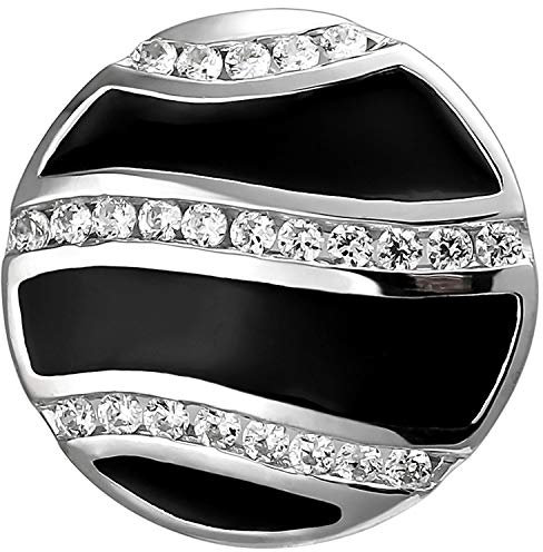 Jobo Damen-Anhänger aus 925 Sterling Silber mit schwarzer Emaille und 24 Zirkonia