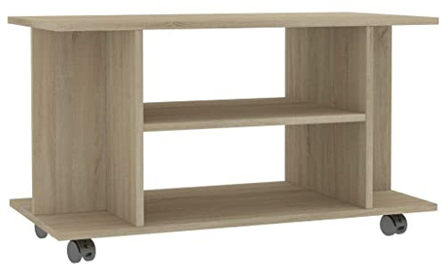 vidaXL Mobile TV con Ruote e Scomparti Aperti Robusto Elegante Armadietto Basso Multimediale Credenza Rovere Sonoma 80x40x45 cm in Truciolato