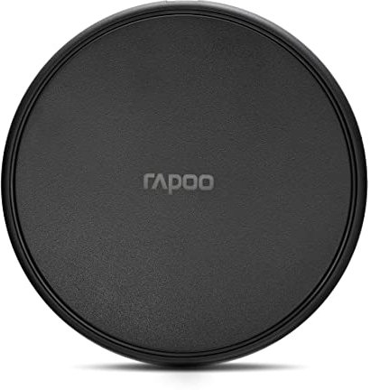 Rapoo Cargador de inducción inalámbrico XC100 para smartphone, cargador para iOS (Iphone) y Android, plano, carga Qi, carga rápida, negro