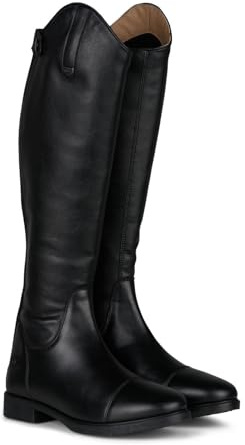 HORZE Rover Women's Synthetic Leather Dressage Tall Riding Boots | All-Weather, Water-Resistant with Zipper | Size Chart in Images - Black - 8.5W