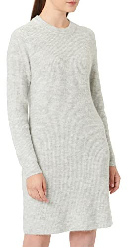 PIECES PCELLEN LS - Vestido de Punto con Cuello Redondo para Mujer, Color Gris Claro, Talla M