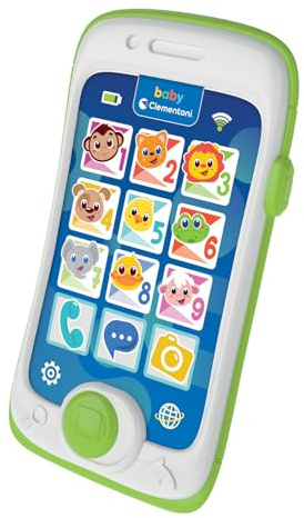 Clementoni Baby Smartphone Touch & Play, Telefono Bambini 12-36 Mesi, Centro attività con 3 modalità di Gioco e 12 Tasti per Scoprire Nomi degli Animali, Numeri e Parole, Lingua Italiana, 17934