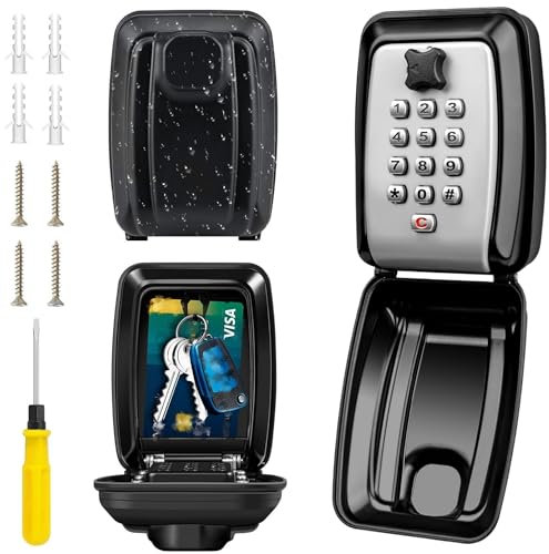 Key Safe Wall Mounted Police Approved, Key Lock Box Outdoor, Key Safe Boxes Large Key Lock Cabinet Outside, Weatherproof Security Keysafe Lockbox for Keys, Key Hider Box with Resettable 12-Digit Code