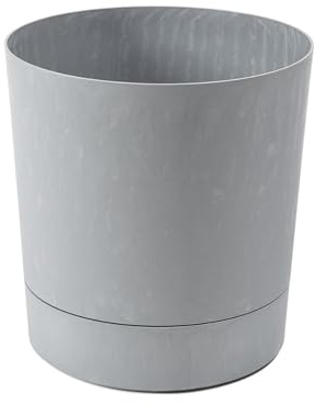 LAMELA Bac À Plantes avec Soucoupe Intégrée, Largeur 22,5 cm – 7L – Pot De Fleur Gris Aspect Béton pour Intérieur & Extérieur – Résistant Aux Intempéries & Facile À Entretenir