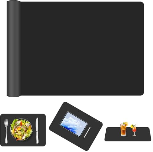 AUAUY Tapete de Silicona para Hornear, Tapete de Pintura de Silicona, 60 x 40 cm para Pasta, Pizza, Fondant, Pasteles, Manualidades, Joyería, Pintura y Protección de Encimeras(Negro)