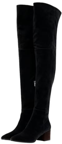 CQHXHDF Woman's Over Knee High Boots Square Thick Heel Boots Round-toe Tight Boots Black 40