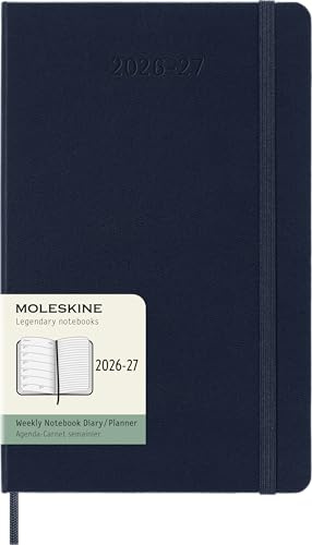 Moleskine Weekly Planner 2026 2027-18-Month Planner with Space for Notes, Hard Cover and Elastic Closure, Sapphire Blue Color, Large Size 13 x 21 cm