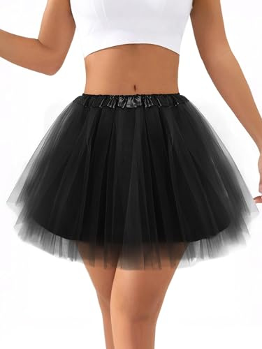 CHONGQILAO Gonna Tutu Donna Classico Elastico, Mini Gonna Tulle Donna Tutu Ballet Gonne, tutù di Danza Classica per Adulti, Sottogonna Tulle per Carnevale, Halloween, Cosplay, Balletto, Spettacolo