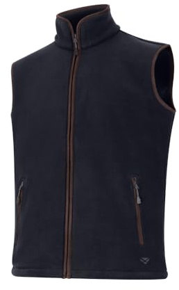 Hoggs of Fife Woodhall Fleece Mens Gilet body warmer mens fleece waistcoat/sleeveless vest, Full zip and zipped pockets - Black - Large