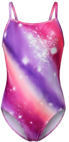 Hoseay Girls One Piece Swimsuit Kids Swimming Costume Age 9-10, Red
