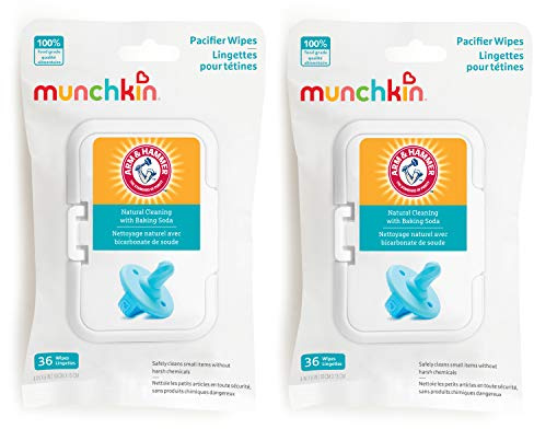 Munchkin Arm & Hammer - Toallitas para chupete - Limpia de forma segura las piezas del extractor de leche y los elementos esenciales de alimentación para bebés y niños pequeños, paquete de 2, 72