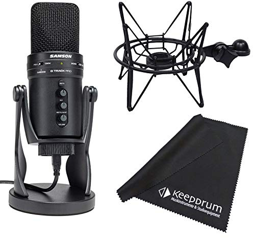 Samson G-Track Pro USB-mikrofon + SP04TP mikrofonspindel svart + keepdrum mikrofiberduk