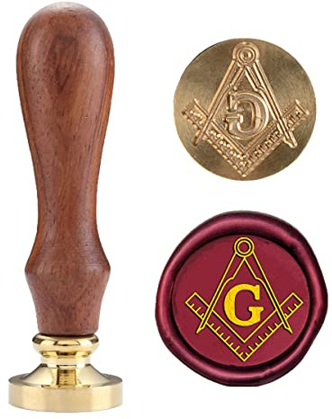 Fyrkantiga och kompass frimurare sigillstämplar retro koppartätningar med träfäste för festinbjudan, vinpaket, utsmyckning av kuvert, gratulationskort