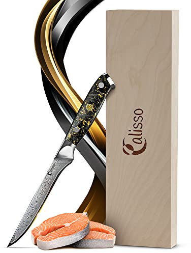 Calisso Cuchillo de filetear, 67 capas, acero de damasco, cuchillo de cocina, cuchillo de deshuesar