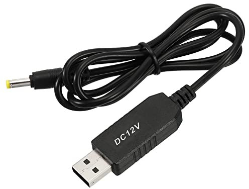 YOKIVE DC 5V a DC 12V USB Step Up Tensione Convertitore, Cavo Alimentazione con DC Jack 4,0 Mm x 1,7 Mm, Ottimo per Router,fotocamera, Auto Guida Registratore (Nero, 6W 1A)