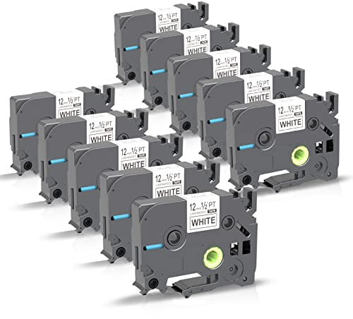 P PUTY Beschriftungsgerät Bänder als Ersatz für Brother P-touch TZe Schriftband TZ Tape 12mm 0.47 Kompatible zum Tze 12mm Ptouch Schriftband für PT-H105 PT-P300BT PT-H107B, 10 Rollen