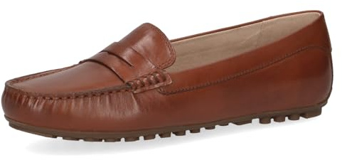 CAPRICE Mocassins femme en cuir Élégants, Marron (Cognac Nappa), 37 EU
