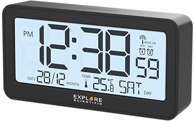 Explore Scientific, Radiowecker, LED-Uhr, Schwarz