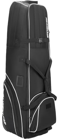 MANUEKLEAR Golftasche Reisetasche für Fluggesellschaften mit Reiserädern, Golf-Reisetaschen für Fluggesellschaften mit gepolsterter Oberseite, 1680D Nylon, faltbare Golf-Reisehüllen mit 3 großen