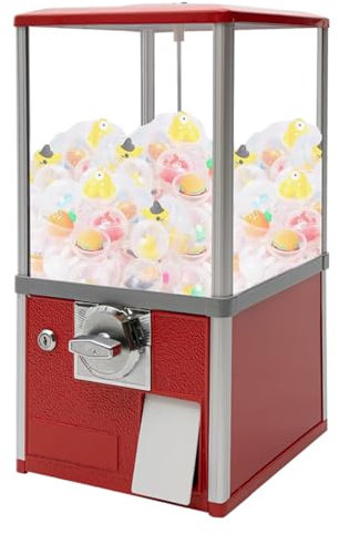 pealiritansemen Distributeur Automatique De Bonbons, Distributeur De Boules De Gomme Commerciales, Machine Gashapon, Machine À Prix, pour Magasin De Détail/Parc D'attractions/Librairie,Red