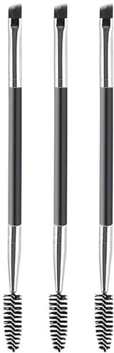 WOLMIK 3 Stück Duo Augenbrauen Bürste, Abgewinkelte Augenbrauen Bürste, Mini Wimpernbürste, Duo Abgewinkelter Augenbrauenpinsel, für Lidschatten, Augenbrauen, Abgewinkelte Augenbrauen