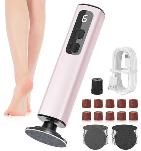 Elektrischer Hornhautentferner Kabellos, 2 in 1 Hornhaut Entfernen fuß, 9 Einstellbare Geschwindigkeit Pediküre Set Fußpflege Elektrisch für Tote Harte Rissige Haut (Roségold)