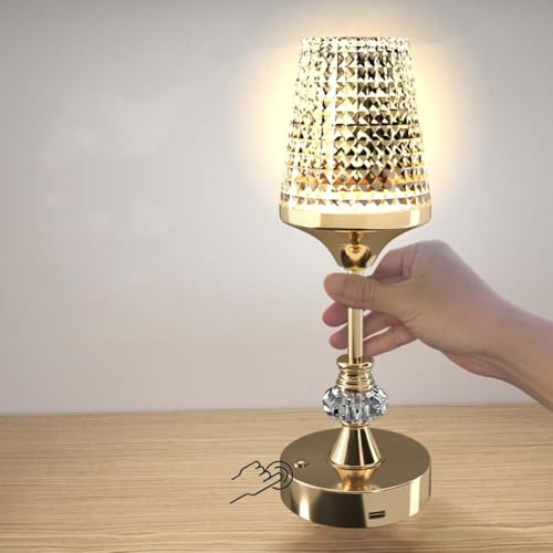 AoLa Lampada da Tavolo Ricaricabile Senza Fili, Luce da Tavolo dimmerabile a LED con Interruttore a sfioramento Batteria Ricaricabile USB 4000mAh Decorazione lampade da Tavolo con Paralume in Vetro