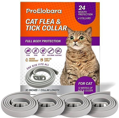 Flea and Tick Prevention Collars for Cats: Effective Pet Flea & Tick Treatment for Cats - Waterproof Adjustable Flea Tick Collars for Large & Small Cat, Outdoor Fleas Ticks Control for Kittens 4 Pack